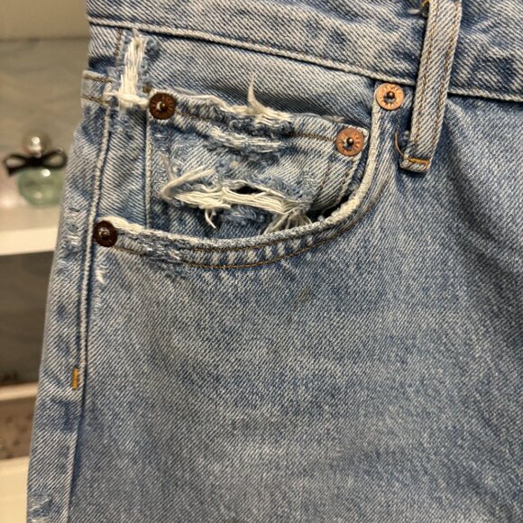 AGOLDE (Los Angelos) Straight Jeans in Light Wash Size 24 Distressed - Picture 6 of 14